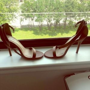 Brown ankle strap heels